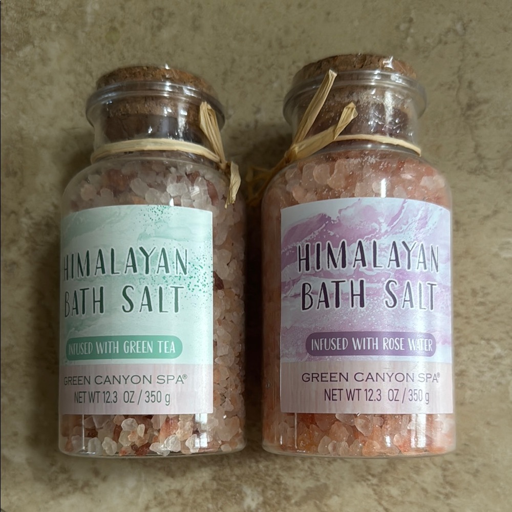 Green and Pink Bath Soak Himalayan Salt Set